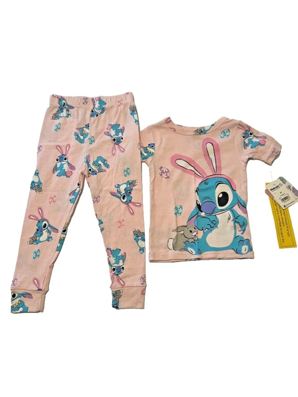Disney Stitch Pink Easter Bunny Kids Pajamas Sz 3T